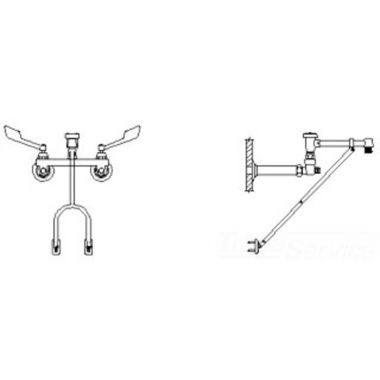 Click here to see Delta 28C2985 Delta 28C2985 CER-TECK Wallmount Service Faucet, Wrist w/ Sanitary Hood, Body Mounted Vacuum Breaker, Chrome