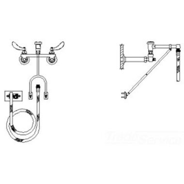 Click here to see Delta 28C2994 Delta 28C2994 CER-TECK Wallmount Service Faucet, Blade w/ Sanitary Hood, Chrome