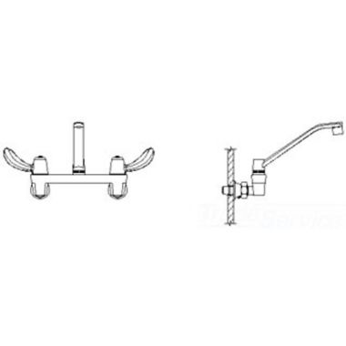 Click here to see Delta 28C4142 Delta 28C4142 CER-TECK Wallmount Service Faucet, Hooded Blade, Aerator, No Integral Stops, Chrome
