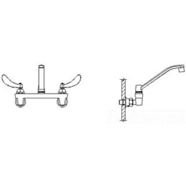 Click here to see Delta 28C4134 Delta 28C4134 CER-TECK Wallmount Service Faucet, Blade w/ Sanitary Hood, VR Aerator, No Integral Stops, Chrome