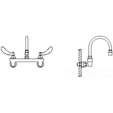 Click here to see Delta 28C4934-R3 Delta 28C4934-R3 CER-TECK Wallmount Service Faucet, Gooseneck, Blade w/ Sanitary Hood, VR Aerator, No Integral Stops, Chrome