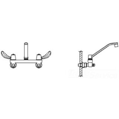 Click here to see Delta 28C6132 Delta 28C6132 CER-TECK Wallmount Service Faucet, Hooded Blade, VR Aerator, Integral Stops, Chrome