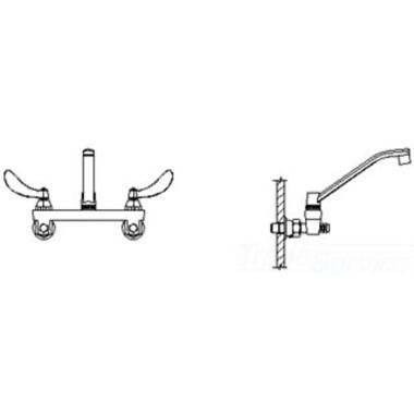 Click here to see Delta 28C6144 Delta 28C6144 CER-TECK Wallmount Service Faucet, Blade w/ Sanitary Hood, Aerator, Integral Stops, Chrome