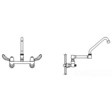 Click here to see Delta 28C6932-R17 Delta 28C6932-R17 CER-TECK Wallmount Service Faucet, Gooseneck, Hooded Blade, VR Aerator, Integral Stops, Chrome