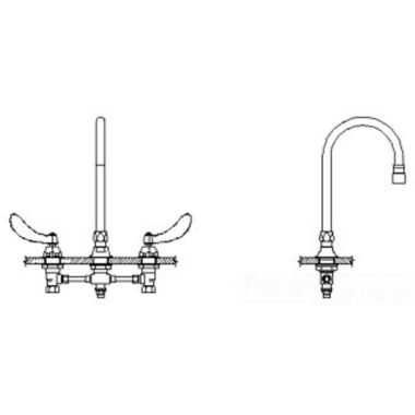 Click here to see Delta 54T2401-R4 Delta 54T2401-R4 TECK Widespread Surgeon Faucet w/ Foot Pedal Connect, R4 Spout, VR Laminar, 1.5 gpm