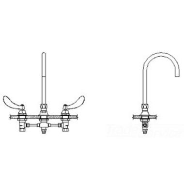 Click here to see Delta 54T2402-R4 Delta 54T2402-R4 TECK Widespread Surgeon Faucet w/ Foot Pedal Connect, R4 Spout, Smooth End Laminar, 1 gpm