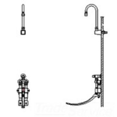 Click here to see Delta 54T5324A Delta 54T5324A Wall-Hung Double Foot Pedal Surgeon Scrub-Up Valve w/ Wallmount Gooseneck, Aerator, 1.5 gpm