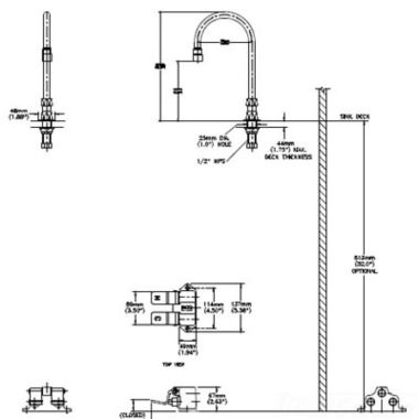 Click here to see Delta 54T5432A-R4 Delta 54T5432A-R4 Floor-Mounted Double Foot Pedal Surgeon Scrub-Up Valve w/ Deckmount R4 Spout, VR Laminar, 1.5 gpm