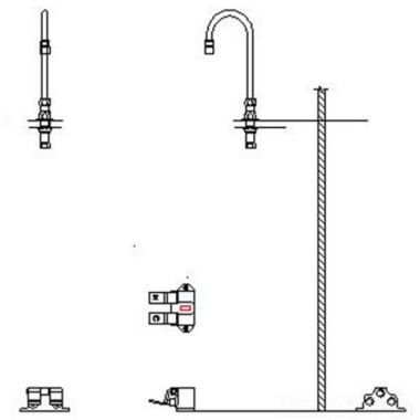 Click here to see Delta 54T5433A Delta 54T5433A Floor-Mounted Double Foot Pedal Surgeon Scrub-Up Valve w/ Deckmount Gooseneck, VR Aerator, 1.5 gpm
