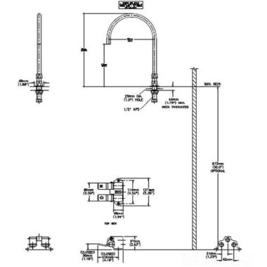 Click here to see Delta 54T5437A-R7 Delta 54T5437A-R7 Floor-Mounted Double Foot Pedal Surgeon Scrub-Up Valve w/ Deckmount R7 Spout, Smooth End Laminar, 1 gpm