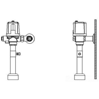 Click here to see Delta 81T201BTA-16 Delta 81T201BTA-16 TECK Battery-Op. Exposed Flush Valve, 1.6 gpf, Trap Seal Primer Tee, 1.5