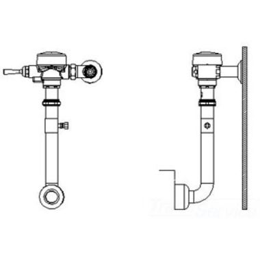 Click here to see Delta 81T271-1 Delta 81T271-1 TECK Exposed Flush Valve, 1.6 gpf, Trap Seal Primer Tee, 1.5