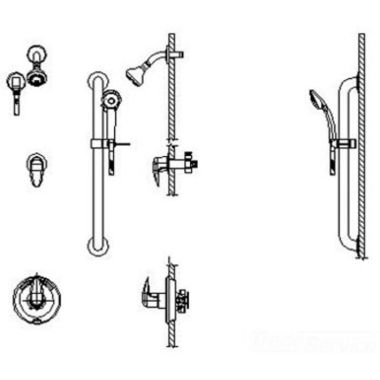 Click here to see Delta T13H332-20 Delta T13H332-20 11T Universal Dual Shower Trim w/ Diverter, Hand Shower, Grab Bar, 1.5 gpm, Chrome