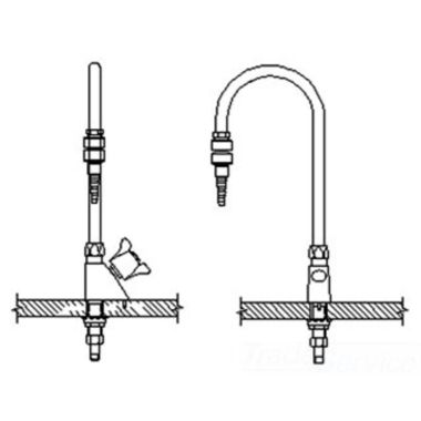 Click here to see Delta W6600-9HW Delta W6600-9HW Teck Deckmount 2-Arm Lab Handle Faucet w/ Gooseneck, In-Line Dual Check, Fits 7/8