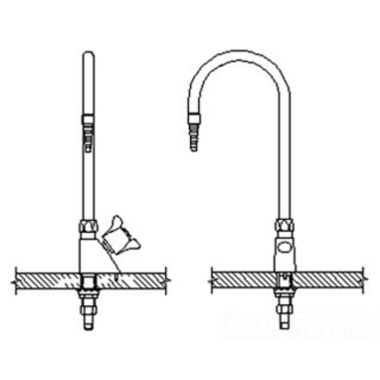 Click here to see Delta W6600HW Delta W6600HW Teck Deckmount 2-Arm Lab Handle Faucet w/ Gooseneck, Fits 7/8