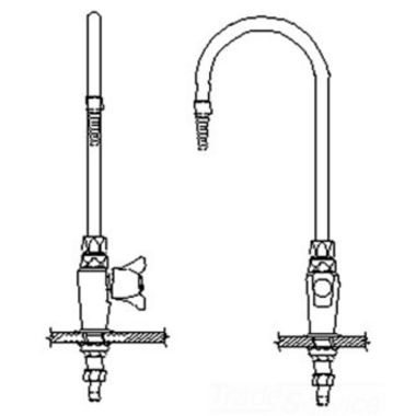 Click here to see Delta W6601 Delta W6601 Teck Deckmount 2-Arm Lab Handle Faucet w/ Gooseneck, Fits 1