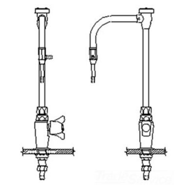 Click here to see Delta W6601-12 Delta W6601-12 Teck Deckmount 2-Arm Lab Handle Faucet w/ Angle Vacuum Breaker, C.P. Aspirator, Fits 1
