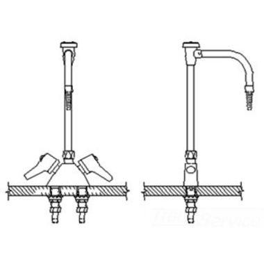 Click here to see Delta W6700-10-C Delta W6700-10-C Teck Deckmount Lever Blade Handles Lab Mixing Faucet w/ Angle Vacuum Breaker, 7/8