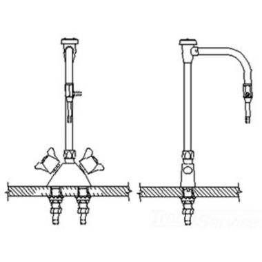 Click here to see Delta W6700-12 DELTA W6700-12 Teck Deckmount 2-Arm Lab Handles Mixing Faucet w/ Angle Vacuum Breaker, C.P. Aspirator, 7/8