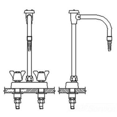 Click here to see Delta W6720-10 Delta W6720-10 Teck Deckmount 2-Arm Lab Handles Centerset Mixing Faucet w/ Angle Vacuum Breaker, Chrome