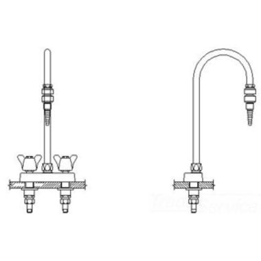 Click here to see Delta W6720-9 Delta W6720-9 Teck Deckmount 2-Arm Lab Handles Centerset Mixing Faucet w/ Gooseneck, In-Line Dual Check, Chrome