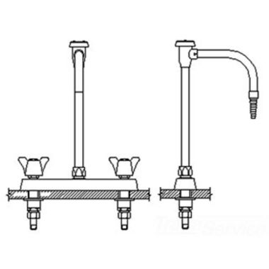 Click here to see Delta W6740-10 Delta W6740-10 Teck Deckmount 2-Arm Lab Handles 8-Inch Mixing Faucet w/ Angle Vacuum Breaker, Chrome