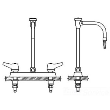 Click here to see Delta W6740-10-C Delta W6740-10-C Teck Deckmount Lever Blade Handles 8-Inch Lab Mixing Faucet w/ Angle Vacuum Breaker, Chrome