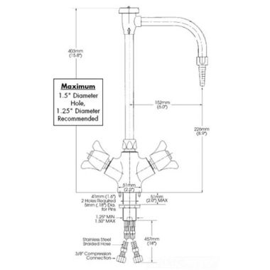Click here to see Delta W6760-10 DELTA W6760-10 Teck Deckmount 2-Arm Lab Handles Single Shank Mixing Faucet w/ Angle Vacuum Breaker, Chrome