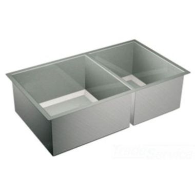 Click here to see Moen S22379 Moen S22379 Lancelot 32x18 Undermount Stainless Steel Double Bowl Sink 16 Gauge