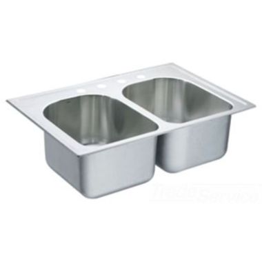 Click here to see Moen S22394 Moen S22394 Lancelot 33x22 Drop-in Stainless Steel Double Bowl Sink 4 hole